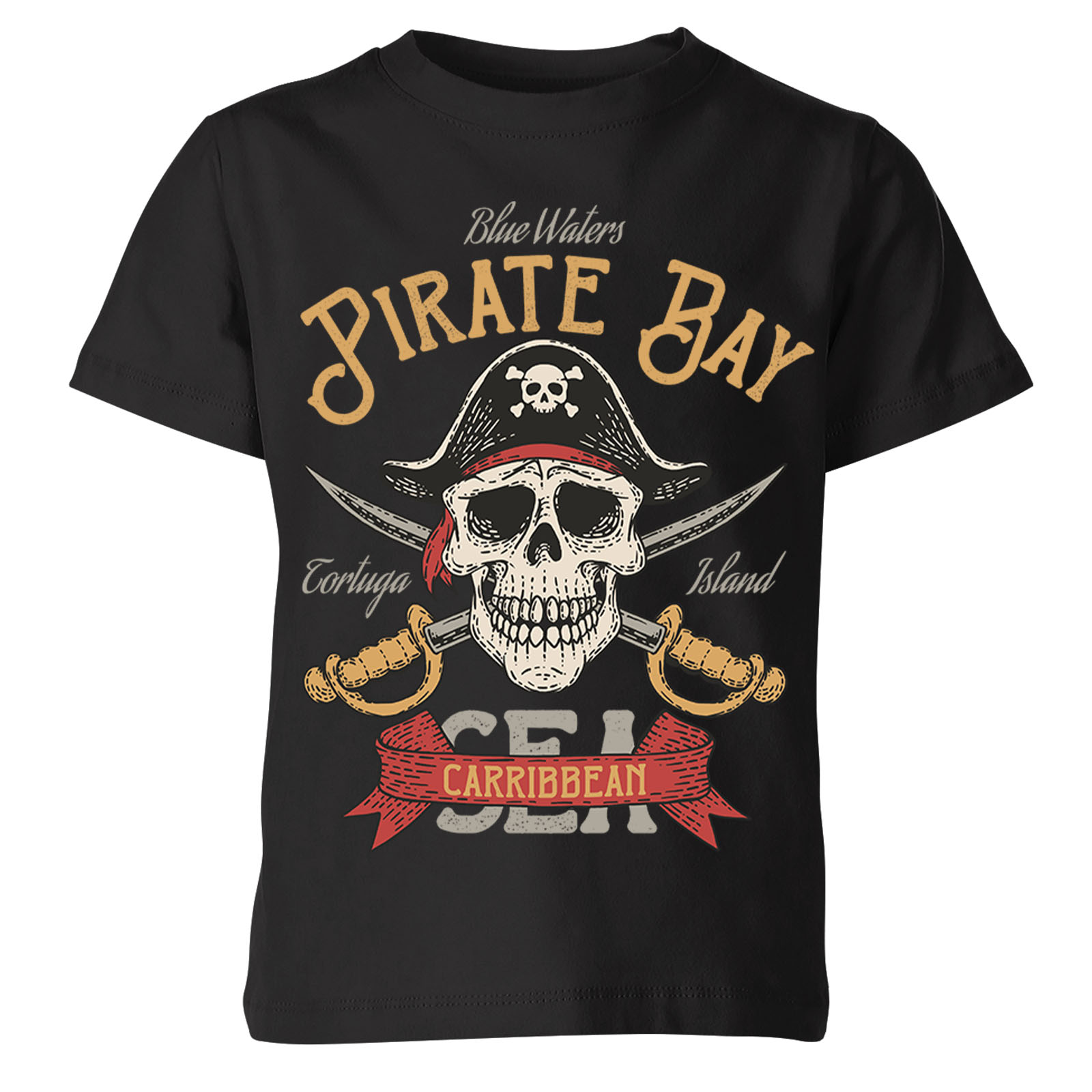 Camiseta Top Pirate Bay Calavera y Tibias Cruzadas Mar Caribe Para Hombres Niños #Or#P1#A - Imagen 4 de 12