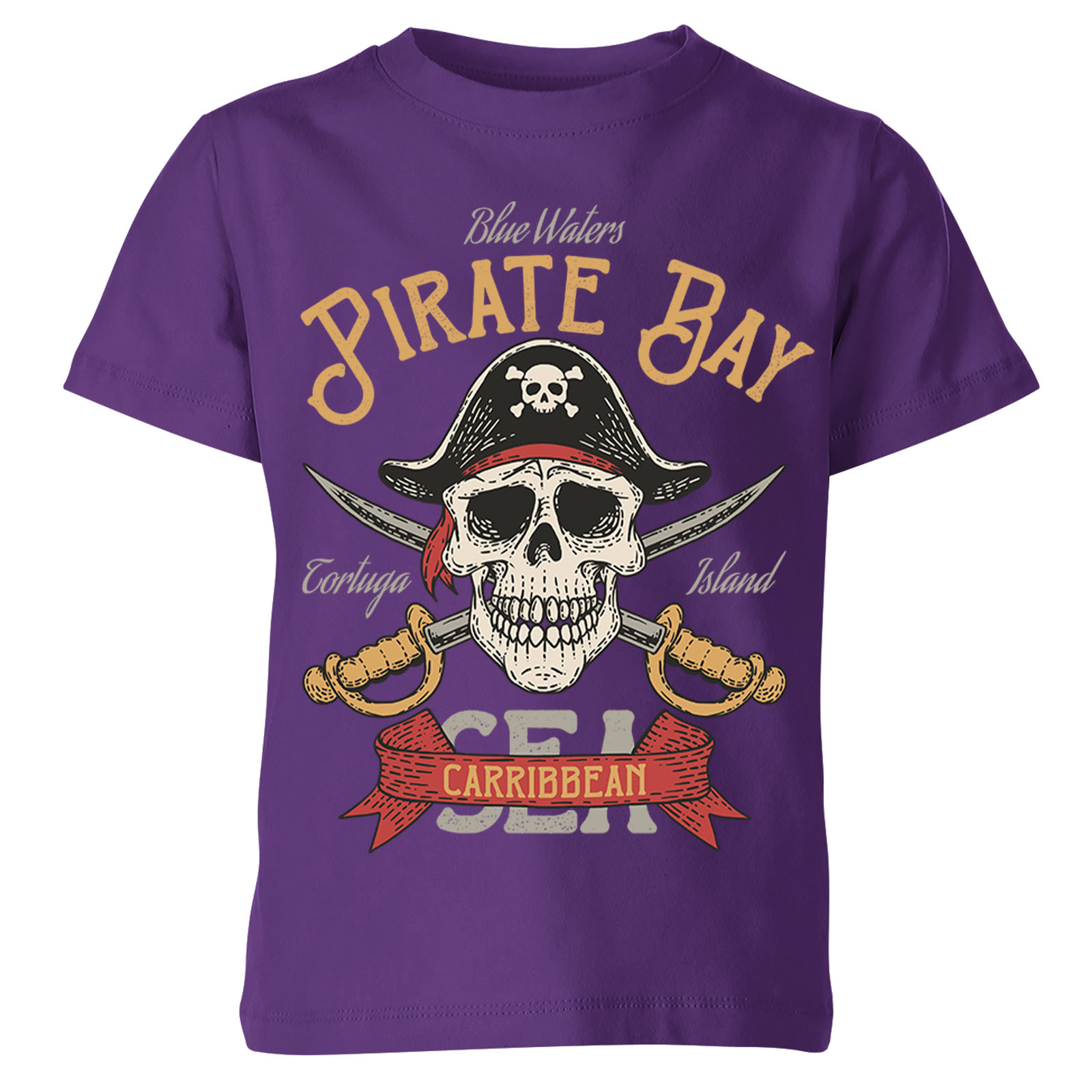 Camiseta Top Pirate Bay Calavera y Tibias Cruzadas Mar Caribe Para Hombres Niños #Or#P1#A - Imagen 8 de 12