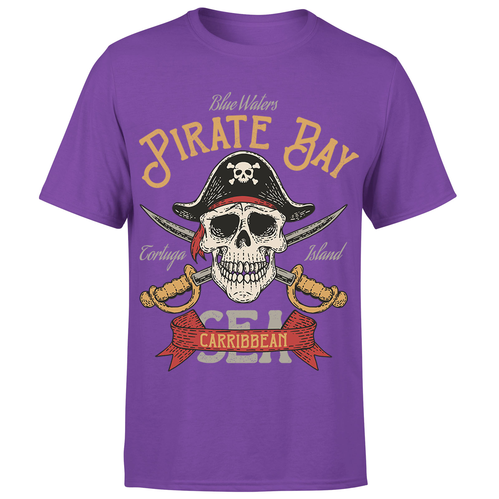 Camiseta Top Pirate Bay Calavera y Tibias Cruzadas Mar Caribe Para Hombres Niños #Or#P1#A - Imagen 7 de 12