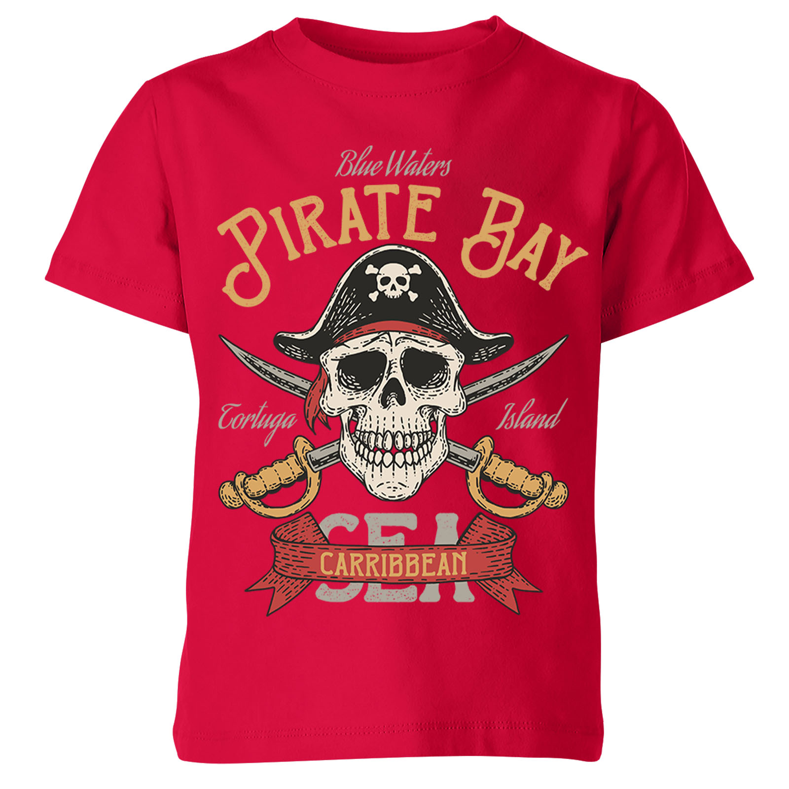 Camiseta Top Pirate Bay Calavera y Tibias Cruzadas Mar Caribe Para Hombres Niños #Or#P1#A - Imagen 10 de 12